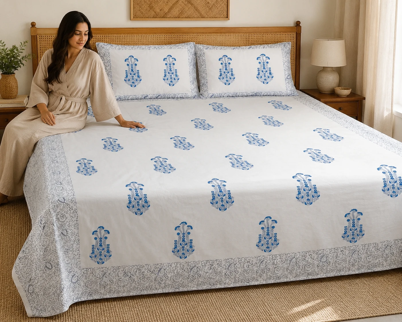 King Size Bedsheet (90 × 108 Inches) 3 Heritage Bloom