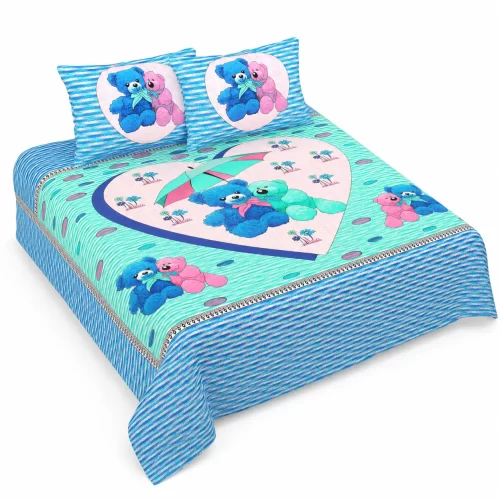 Queen Size Double Bedsheet (90 × 100 Inches) (Teddy Prints) 1