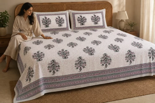 Super King Size Bedsheet (108 × 108 Inches) Floral Bunch Print