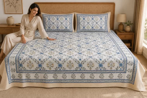 Super King Size Bedsheet (108 × 108 Inches) Blossom Print