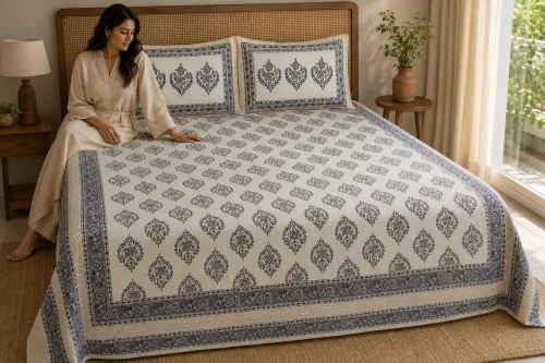 Super King Size Bedsheet (108 × 108 Inches) Floral Print