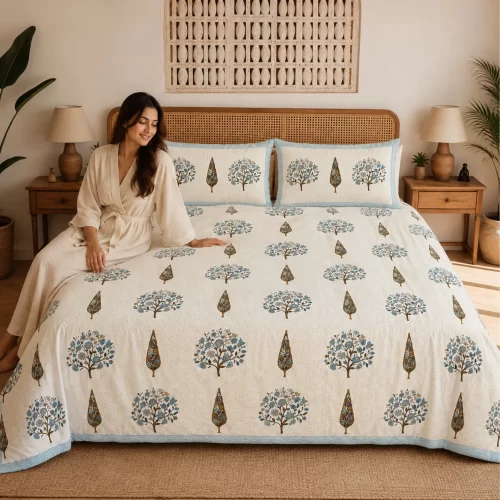 Super King Size Bedsheet (108 × 108 Inches) Tree of Life Print